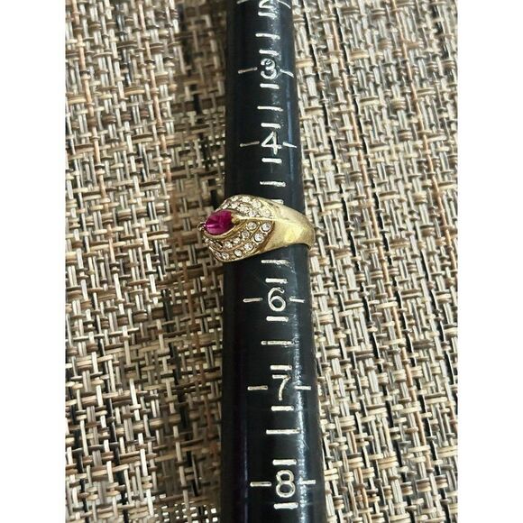 18K GE Red/White Stone Ring - Picture 9 of 9